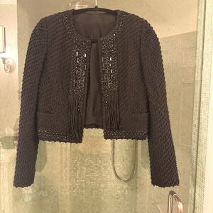 Elegant Black Women's beaded Jacket XS 2